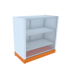BALCÃO EXPOSITOR – BANDEJAS DE AÇO COM PORTA